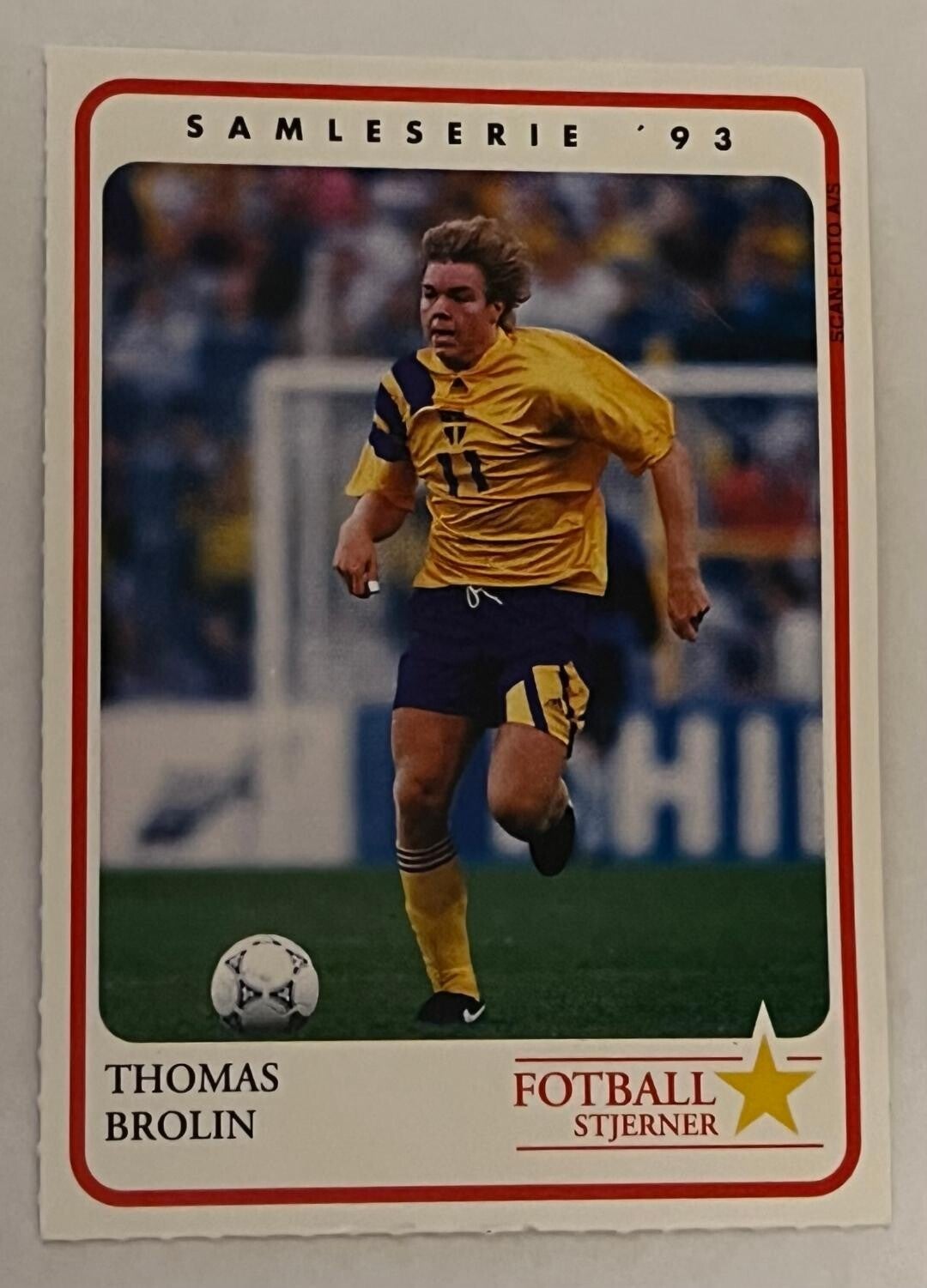 Thomas Brolin, Swedish football player. Collectorcard Fotballstjerner