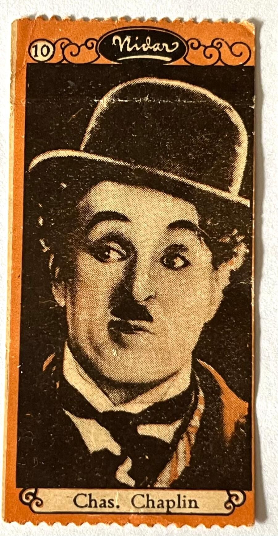 Charlie Chaplin, British comedian & actor. Collectorcard Nidar chocolate