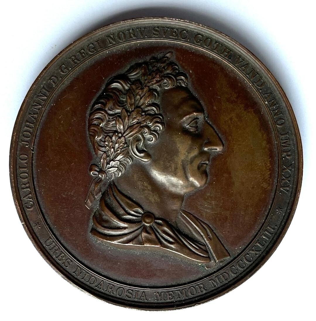 Carl XIV Johan 25-års regjeringsjubileum Trondheim 1843 medalje