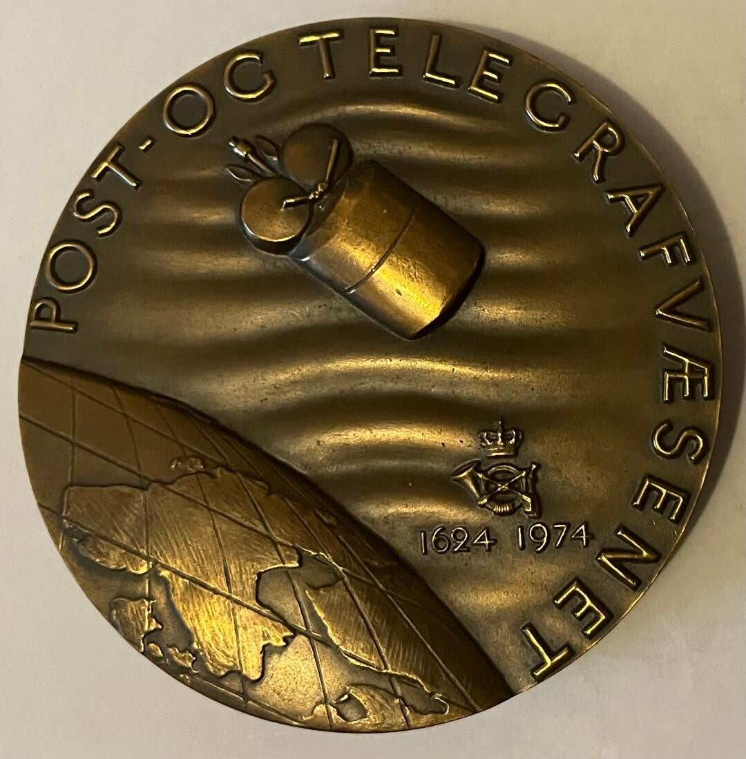 Denmark Jubileum medal Post- og Telegrafvæsenet 1624-1974