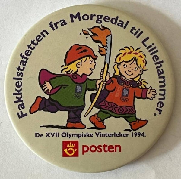 Lillehammer OL - Fakkelstafetten fra Morgedal. Posten, button