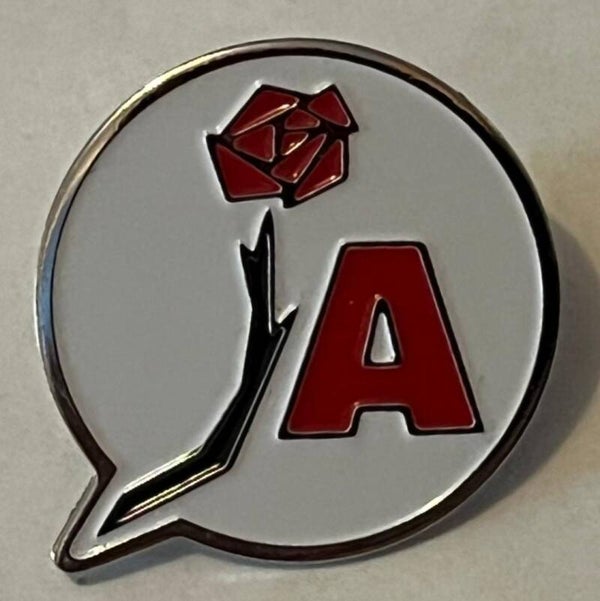 JA og arbeiderrosen pin