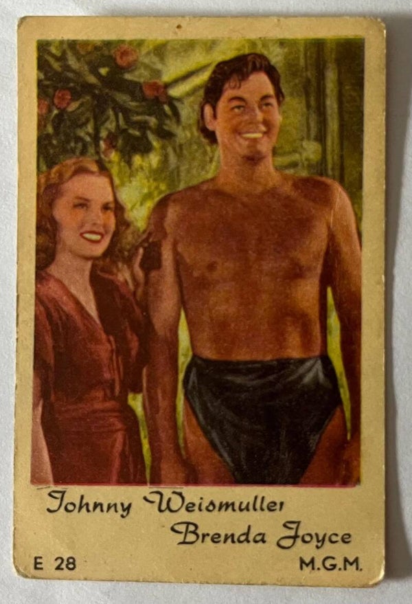 Johnny Weismuller & Brenda Joyce, American actor & actress Movie Tarzan Collectorcard