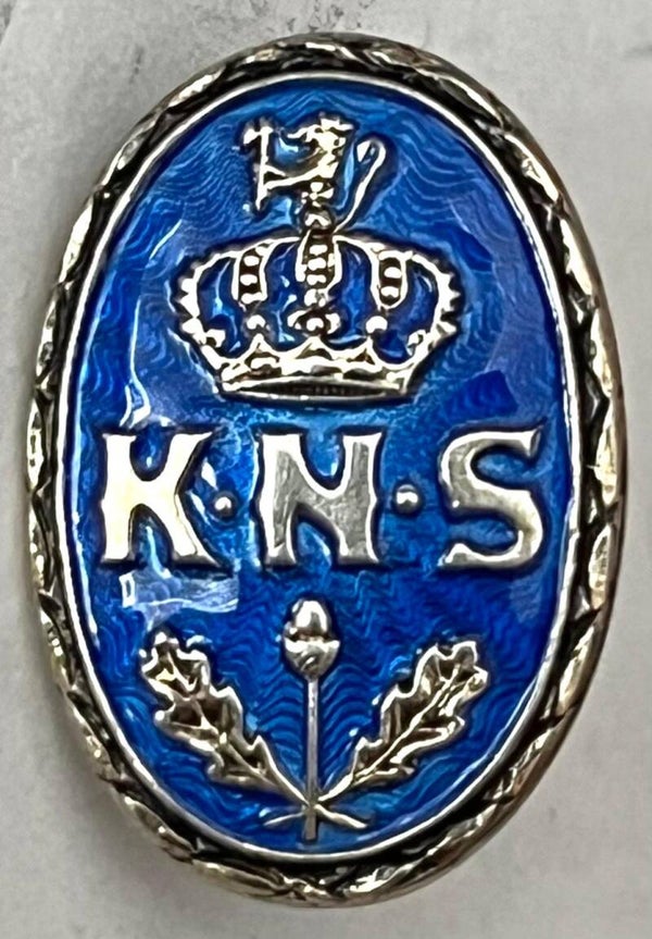 Kongelig norsk seilforening KNS eldre sølv og emalje merke