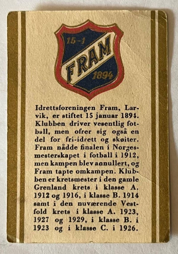 Idrettsforeningen Fram - tobakkskort Corner Turkish fra Conrad Langaard