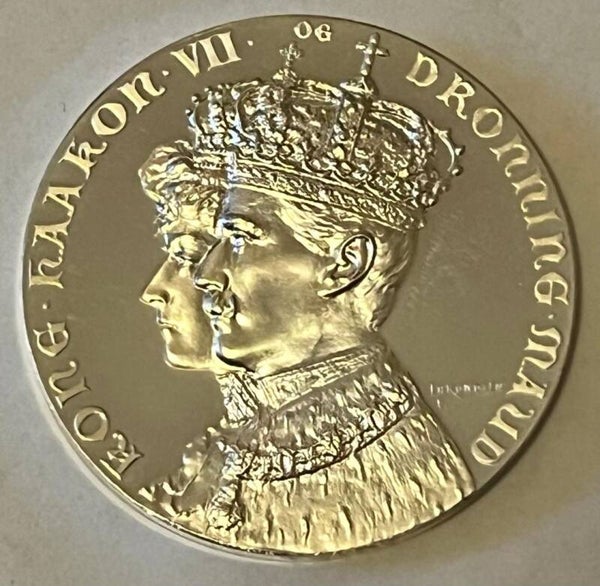 Haakon VII & Maud kroningen 1906 sølv restrike