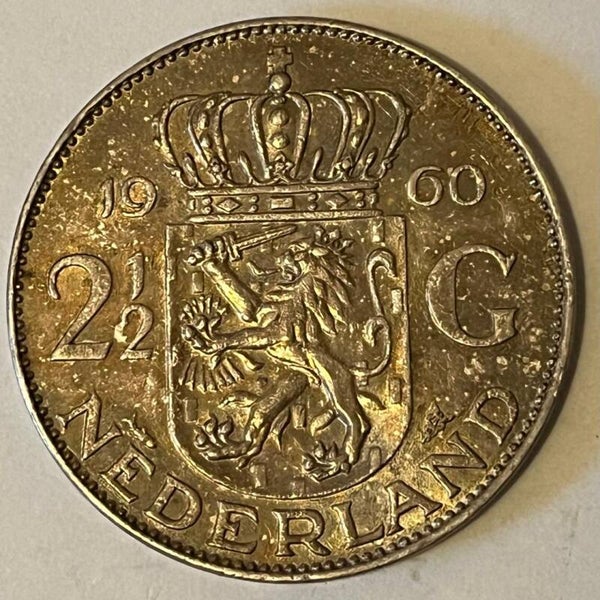 Netherlands 2 1/2 gulden 1960 silver coin