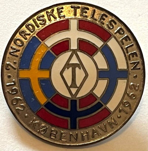 Nordiske telespelen København Denmark 1962 pin badge