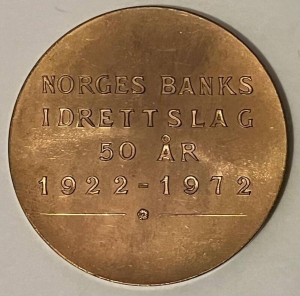 Norges Banks idrettslag 50år 1922-1972 medalje
