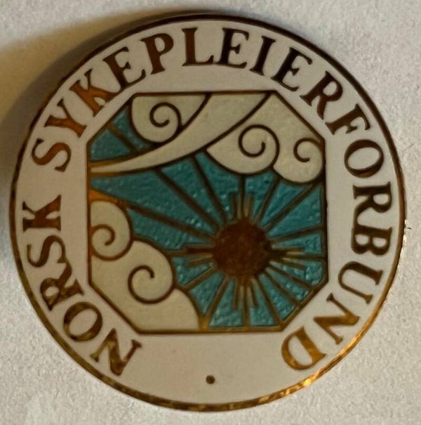 Norsk sykepleierforbund forgylt sølv og emalje nål