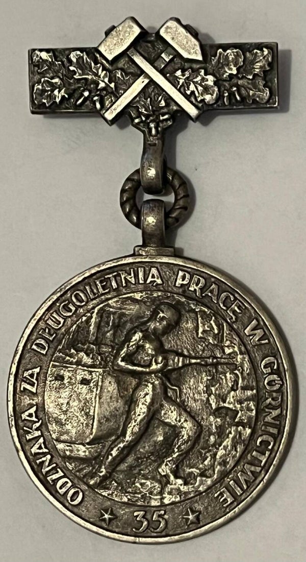 Poland medal for  long service in the mines - Odznaka jubileuszowa za długoletnią pracę w górnictwie
