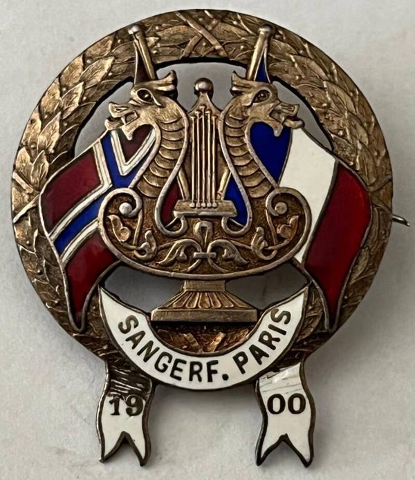 Sangerfesten i Paris 1900 sølv og emaljenål