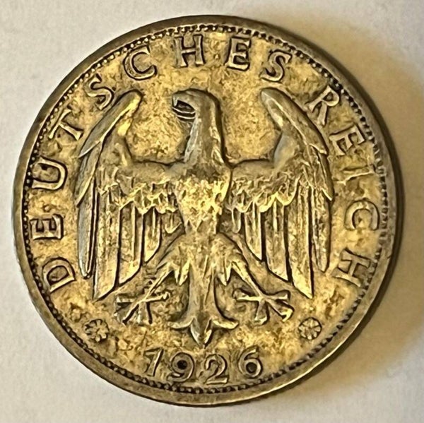 Germany 2 reichs mark 1926 G - Tyskland sølv mynt