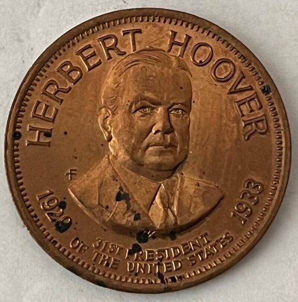 USA president Herbert Hoover medal token