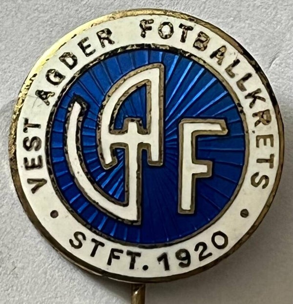 Vest Agder fotballkrets - eeldre sølv og emaljenål