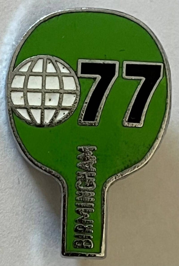 World Table Tennis Championships Birmingham 1977 pin badge