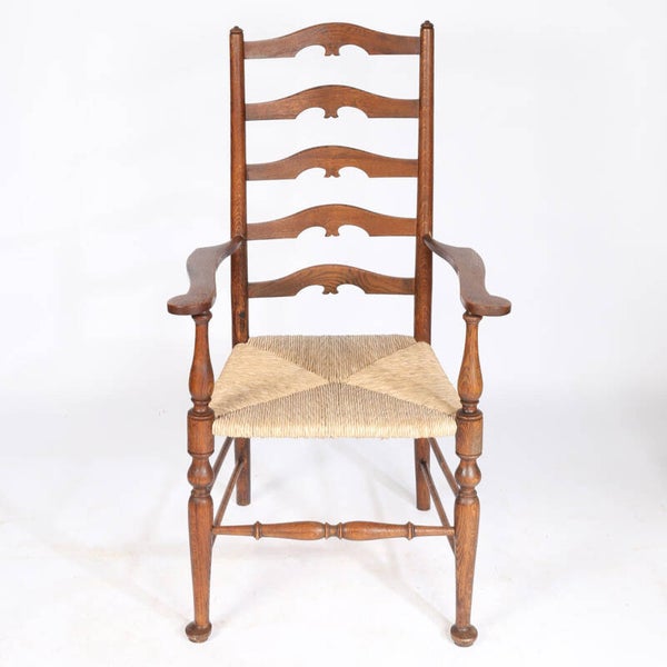 19th Century Oak Ladder Back Carver Chair.