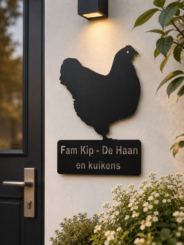 Naambord Kip met eigen tekst