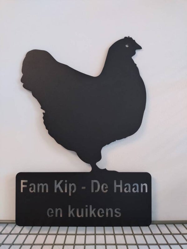 Naambord Kip met eigen tekst