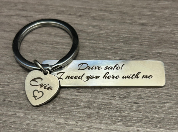 Personalised stainless steel keyring