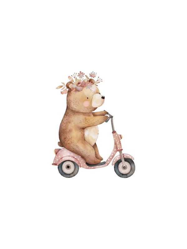 Beertje op scooter (9x12)