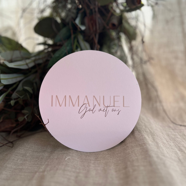 Set van 3x Kerstkaart cirkel - Immanuel beige
