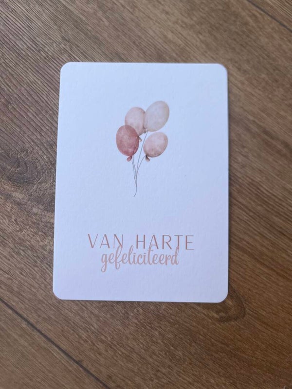 Kaart - Van harte gefeliciteerd - oudroze