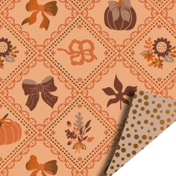 Cadeaupapier (70x200) - pompoenen/strikje