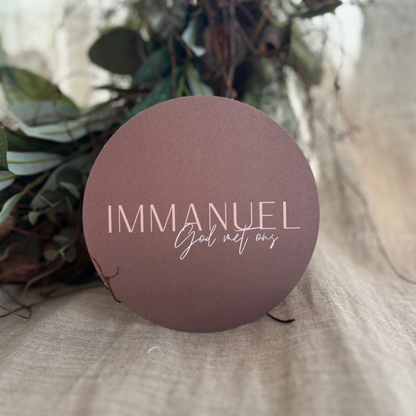 Set van 3x Kerstkaart cirkel - Immanuel bruin