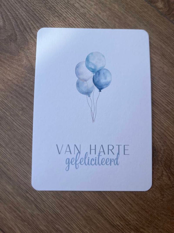 Kaart - van harte gefeliciteerd - blauw