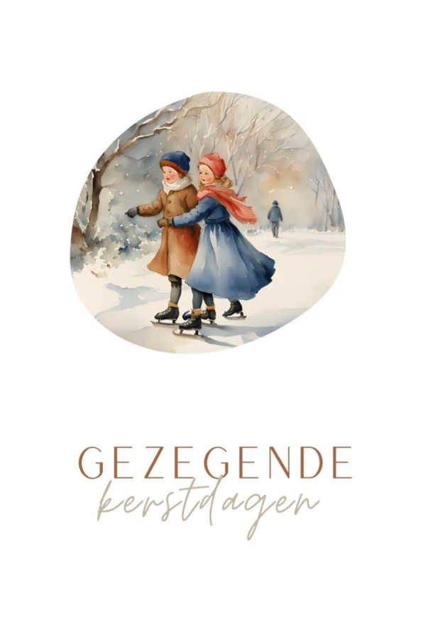 Kerstkaart - schaatsen