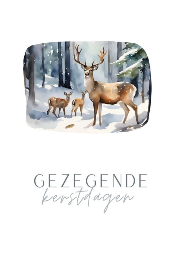 Kerstkaart - hert