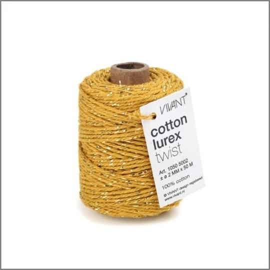 Lurex twistkoord 50 meter - Oker geel