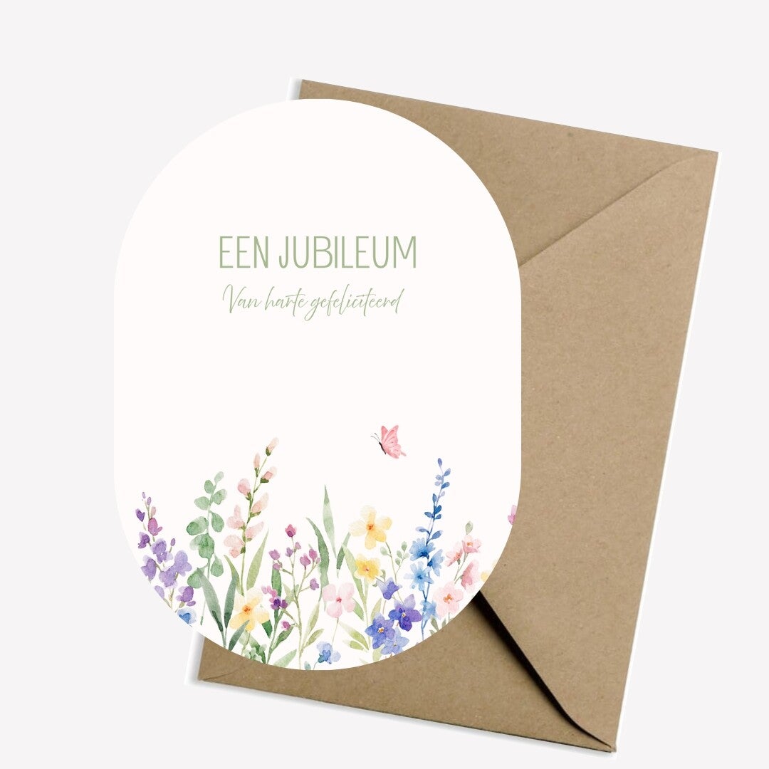 Ovale kaart - jubileum bloemenveld