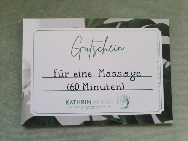 Gutschein für eine Massage (60 Minuten)
