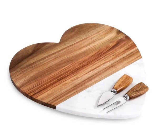 Marble Heart Shaped Serving Set