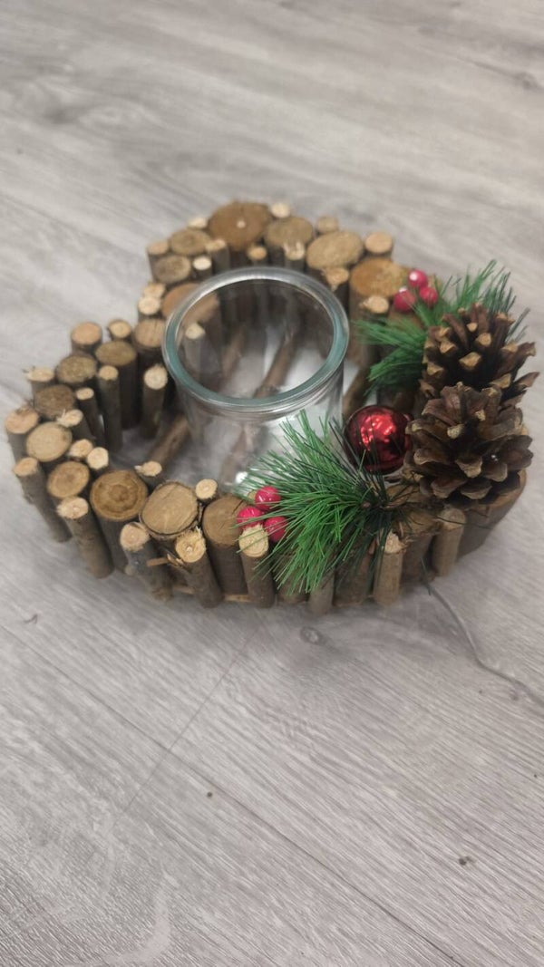 CENTRO DE MESA CON VASO DE CRISTAL