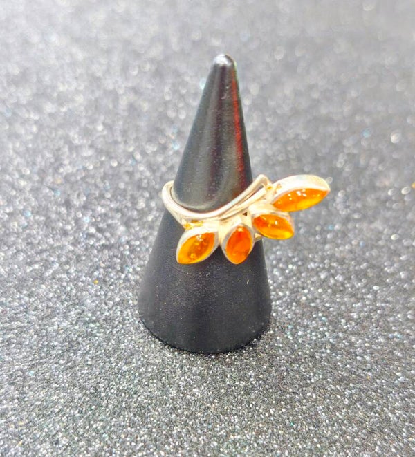 ANILLO AMBAR PLATA AJUSTABLE