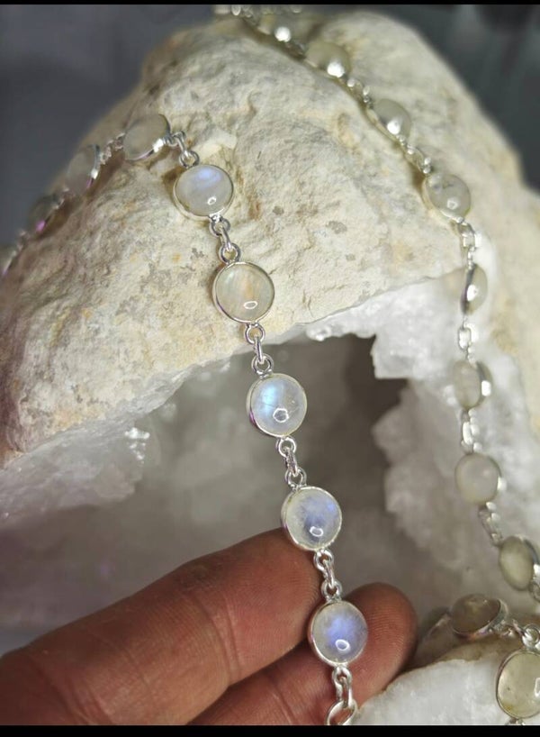 PULSERA PIEDRA LUNA PLATA DE LEY