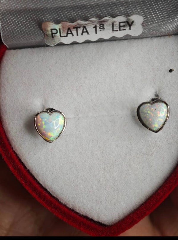 PENDIENTES OPALO DE PLATA DE LEY RODIADA
