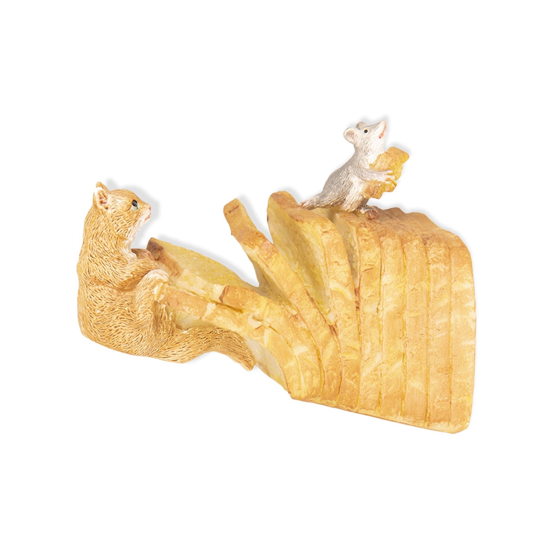 Beeld | Kat | Muis | Brood | Clayre & Eef | Polyresin | 8x4x6cm