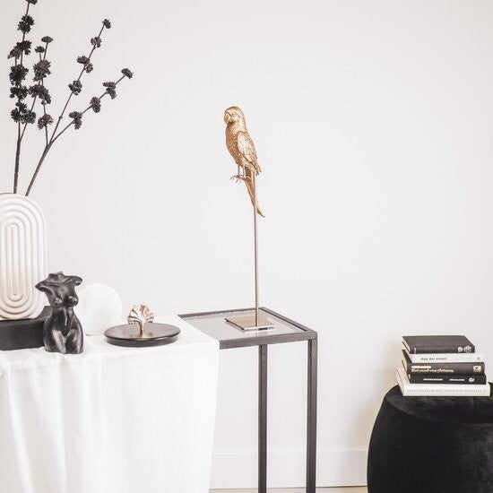 Beeld | Papegaai | Stokje | Goud | Housevitamin | Metaal | Polyresin | 8,5x11x44cm