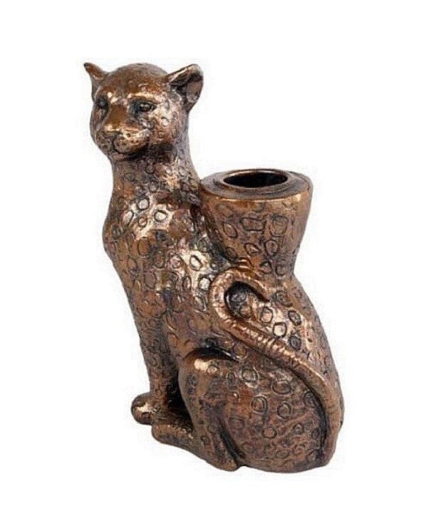 Kandelaar | Luipaard | Brons | Polyresin | 10,5x6,2x15cm