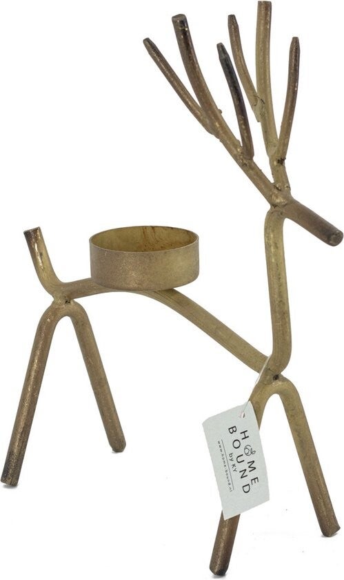 Kandelaar | Hert | Goud | Metaal | 2 afmetingen