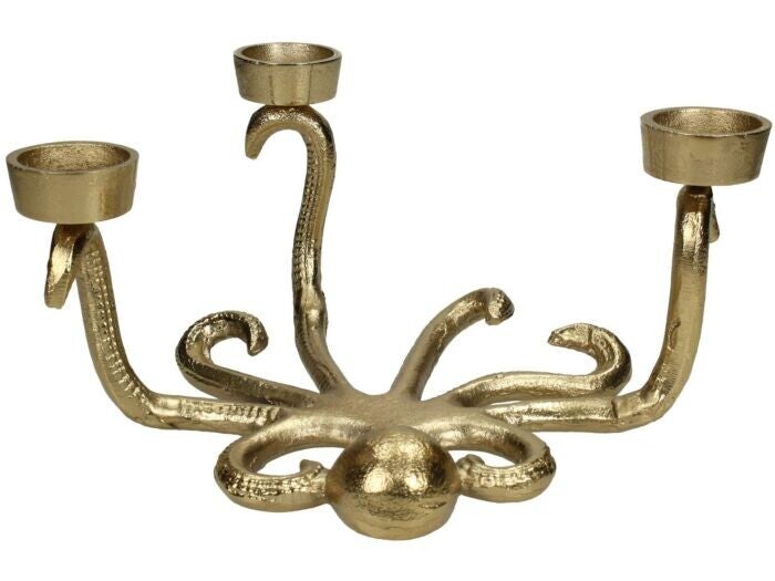 Kandelaar | Octopus | Goud | Aluminium | 22x28x13cm