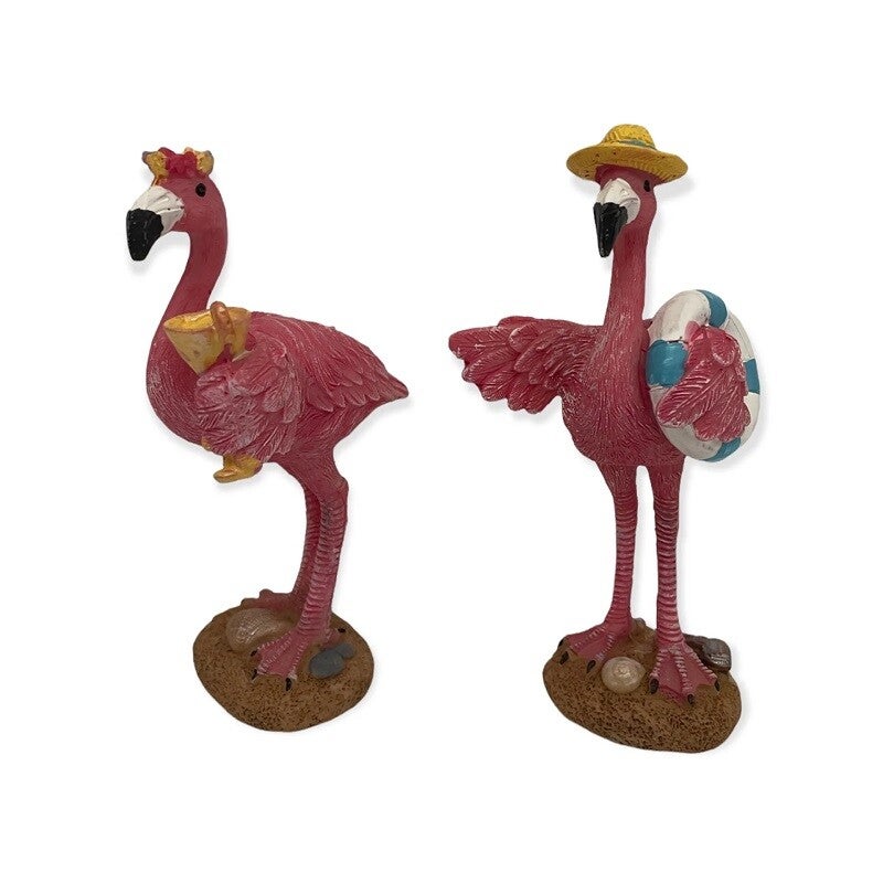 Beeldje zomerse flamingo (set van 2 of los)