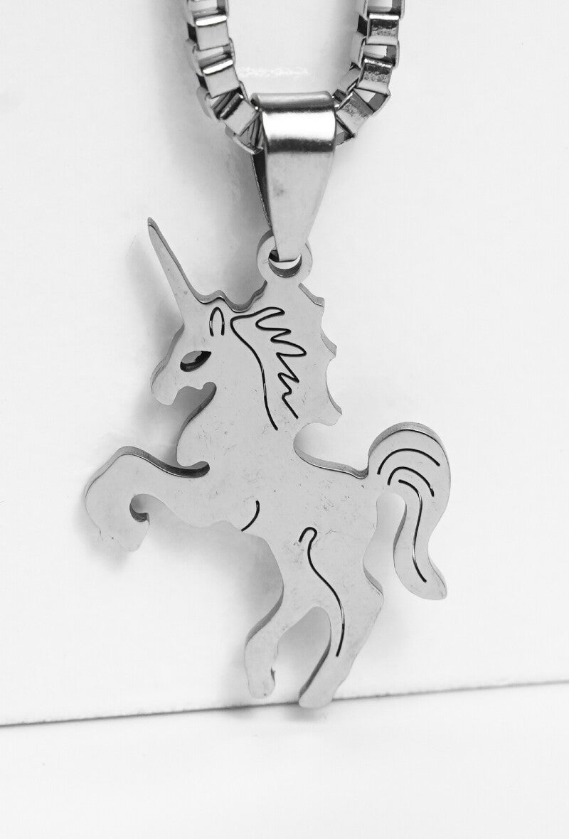 Ketting met hanger | Eenhoorn | Unicorn | Unisex | Zilver | Stainless steel | 30cm