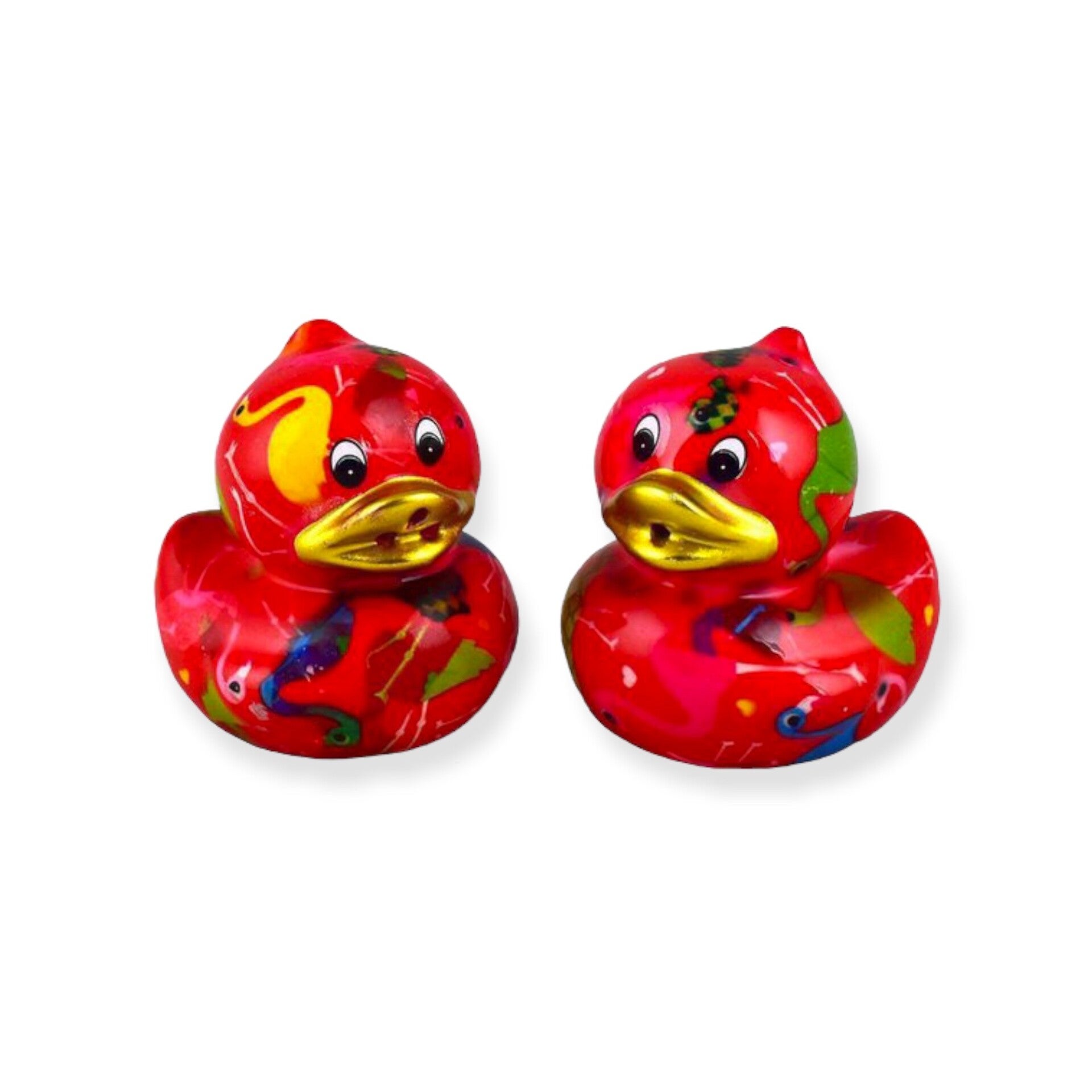 Peper en zoutstel eend Ducky rood met flamingo's (flamingo jive chilired)