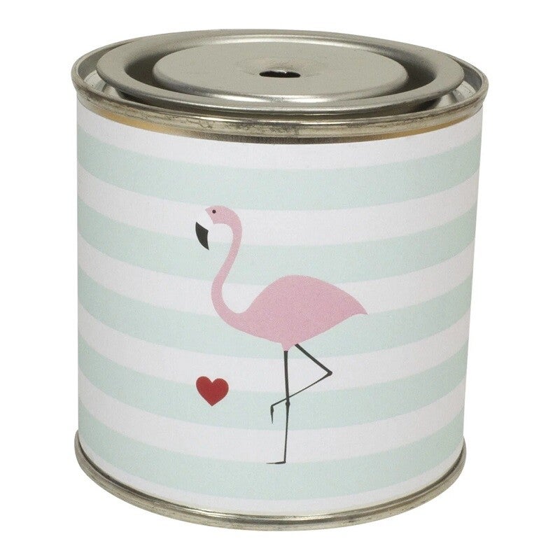 Geurkaars in blik met flamingo
