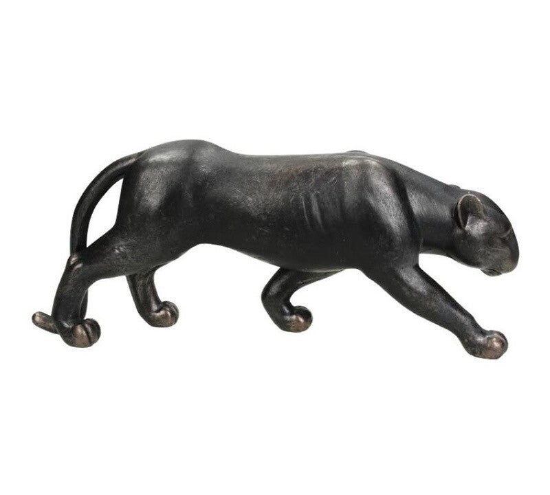 Beeld | Panter | Luipaard | Zwart | Staand | Polyresin | 30,5x7x12,5cm